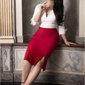 Express Vibrant Red Pencil Skirt